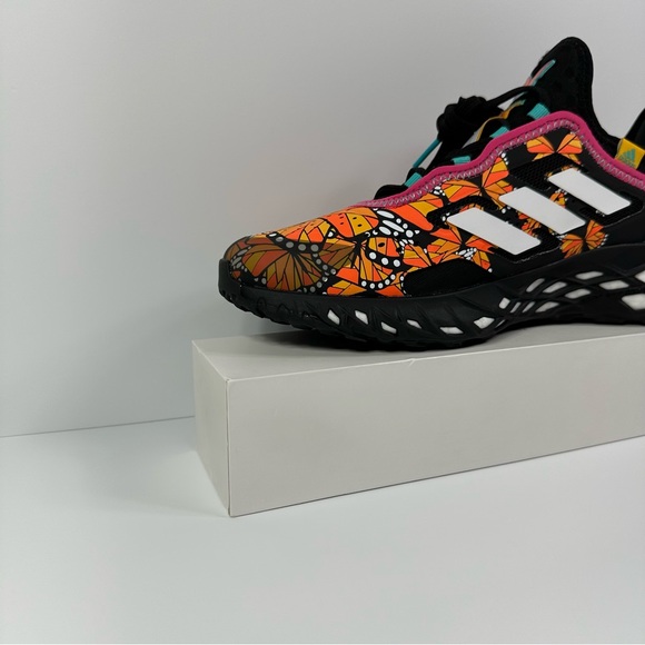 WEB BOOST DAY OF THE DEAD MENS RUNNING SHOE PRIMEKNIT MONARCH BUTTERFLIES ORANGE - Picture 6 of 10